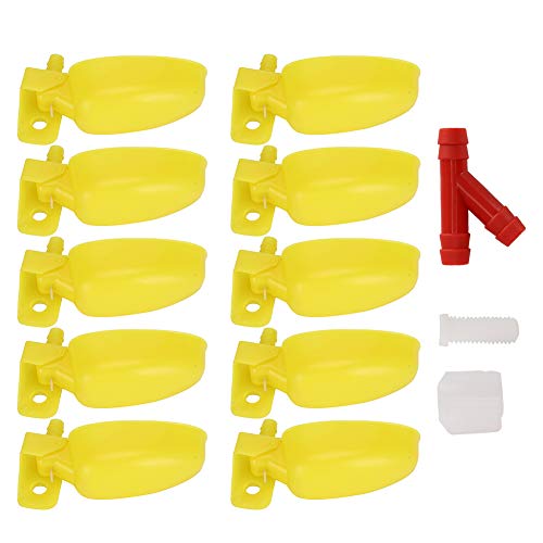 chengong Automatische Tränken, Trinkbecher Wachteltränken, 10 Stück Vögel für Hühnerschale(Yellow Large Left) von chengong