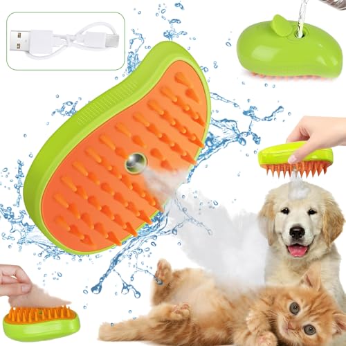 3-In-1 KatzenbüRste mit Dampf,Dampfbürste Katze Steamy Brush Katze Dampfbürste für Katzen mit Spray Katzenbürste mit Wasser Katzen Dampfbürste Pflegebürste für Katzen und Hunde zur Haarentfernung Grün von chimoo