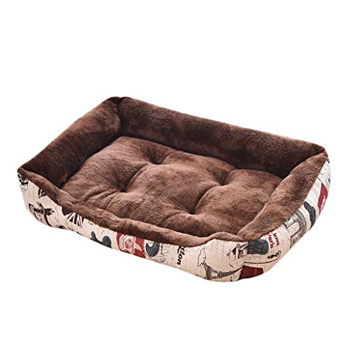 Hundehütte Haustier Hund Kaschmir Hausdruck Warmhalten Haustierbett Kissen Heimtierbedarf Schlechte Hundebrille (Coffee, One Size) von chiphop