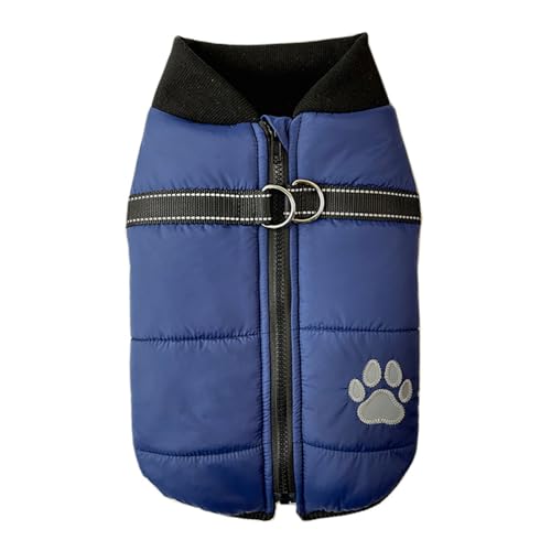 Hundemantel Winter Hundemantel mit Geschirr Winddichte Winterjacke Hund Outfit Haltbarer Hunde Mantel Hundejacke Outfit Welpenmantel Jacke Weste (Blau, 2XL) von chiphop