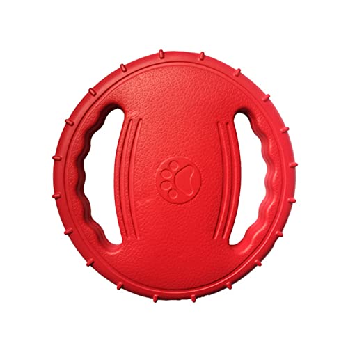 Raubkatzenspielzeug Für Aggressive Kauer Von Großkatzen Hund Fliegende Untertasse EVA Richtung Ring Schaum Grenze Tier Training Spezielle Haustier Outdoor Fliegende Welpenkauknochen (Red, One Size) von chiphop