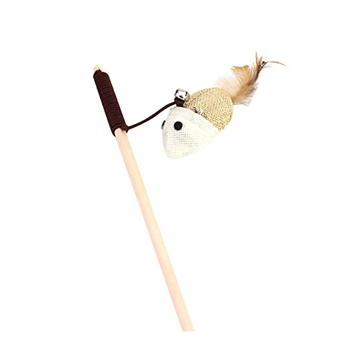 chiphop Katzenspielzeug Teasing Cat Stick Feather Suzuki Teasing Cat Stick Wooden Stick Numb Maus Für Katze (A, One Size) von chiphop