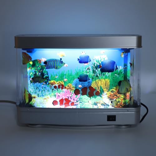 ciciglow Künstliches Aquarium, Small-Aquarium, Künstliches Aquarium, Dekorative Lampe, Künstliches Aquarium, Aquarium-Lampe, Weißes Licht, Tastensteuerung für Kinder, von ciciglow