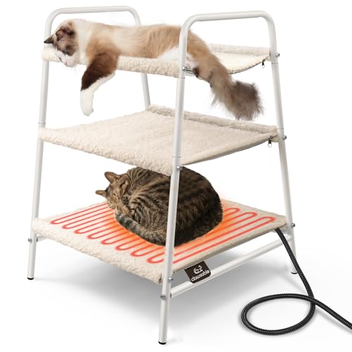 clawsable Beheiztes Katzenbett mit 3 Etagen für mehrere Katzen (45 x 45 x 63,5 cm) von clawsable