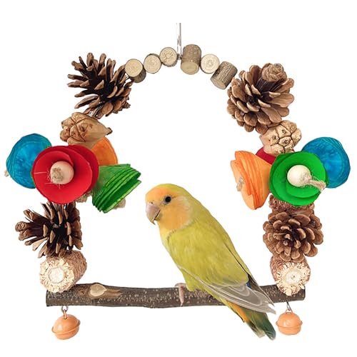 Fun Parrot Swing Nibbling Relief Pinecone Schleifen Schnabel Klaue Schärfen Log Vogel Stand Pole Bunte Dekorative Papagei Spielzeug von clhjinruoliu