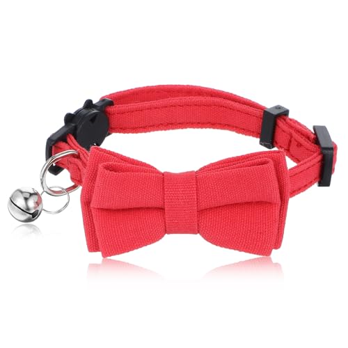 cobee 1 x Hundehalsband mit Fliege und Glöckchen, rotes Katzenhalsband, Schleife, abnehmbares Kätzchen-Halsband für Kätzchen-Dekorationen, Leine, Tiere, Hundehalsbänder (rot) von cobee