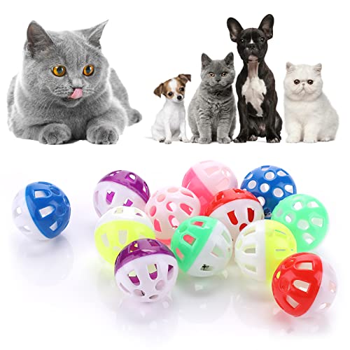 cobee Großes Katzenspielzeug Bälle mit Glocke, 4 cm Katzenglocke Ball Spielzeug Jingle Bell Katzenspielzeug Interaktives Katzenspielspielzeug Glocke Spielzeug für Innenkatze Kätzchen 12 Stück von cobee