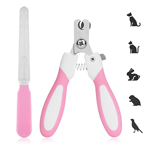 cobee Hunde Nagelknipser mit Nagelfeile,Edelstahl Katze Nagelknipser Haustier Nagelknipser geeignet für Welpen Kätzchen mit Sicherheitsverschluss und Schutzschutz um Überschneiden zu vermeiden(Rosa) von cobee