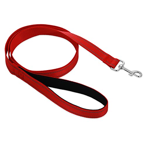 cobee Reflektierende Hundeleine mit gepolstertem Griff, 5 FT Nylon Hundeleine mit Metallklammern Welpen reflektierende Leinen Heavy Duty Hundetraining Leine für kleine/mittlere Hunde (Rot) von cobee