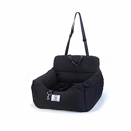 COCOHOM Hunde-Autositz für kleine Hunde, Hundeerhöhungssitze für kleine Hunde unter 13,6 kg, Hunde-Auto-Reisebett mit Aufbewahrungstasche, Clip-on-Leine, abnehmbar, waschbar, Welpen-Haustier-Autositz von cocohom