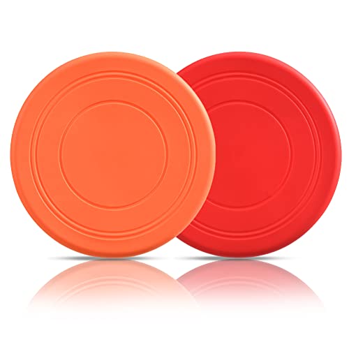 17.8 cm Hunde-Fliegerscheibe, Welpen-Flyer-Spielzeug, reagiert schneller, interaktives Spielzeug für kleine, mittelgroße Hunde, langlebig und wasserabweisend, schwimmende Untertasse (rot und orange) von coldpa