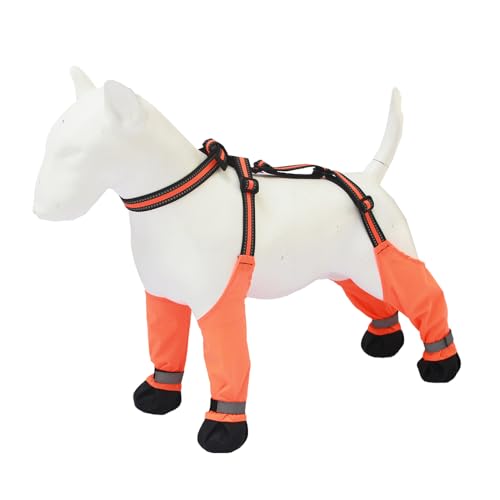 comepew Dog Suspender Boots, 2025 Neu Hundeschuhe Pfotenschutz, Hundesocken Anti Rutsch Pfotenschutz Verstellbarem Hundeschuhe Winter Outdoor Reflektierende Hundestiefel & Pfotenschutz (Orange, L) von comepew