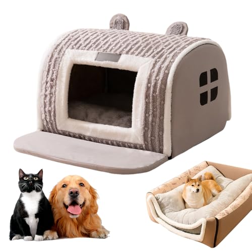 Doggocomfy Cozy Dog House, 2024 Neuest Tragbare Hundehütte, Abnehmbar Gemütliches Hundehaus Cozy House mit Kissen Hundehütte Hundehöhle Faltbarer Hundehaus für Drinnen Waschbares Welpenhaus (Grau, F) von comepew