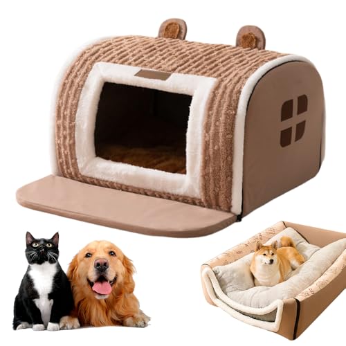 Doggocomfy Cozy Dog House, 2024 Neuest Tragbare Hundehütte, Abnehmbar Gemütliches Hundehaus Cozy House mit Kissen Hundehütte Hundehöhle Faltbarer Hundehaus für Drinnen Waschbares Welpenhaus (Braun, F) von comepew