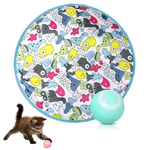 Interactive Cat Toys, 2024 Neuest 2 in 1 Simuliertes Interaktives Jagdkatzenspielzeug, Katzen Spielmatte Guitar Cat Toy Trainingsmatte Spielteppich Katze für Stimuliert Den Jagdinstinkt (Blau, +Ball) von comepew