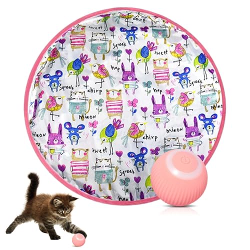 Interactive Cat Toys, 2024 Neuest 2 in 1 Simuliertes Interaktives Jagdkatzenspielzeug, Katzen Spielmatte Guitar Cat Toy Trainingsmatte Spielteppich Katze für Stimuliert Den Jagdinstinkt (Rosa, +Ball) von comepew