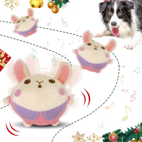 Interaktives Hundespielzeug, 2025 Neu Active Moving Pet Plush Toy, Bewegendes Hundespielzeug Ball Bissfest Aktives Bewegendes Haustier Plüschspielzeug Elektrisch für Haustier Ball (KaninchenB) von comepew