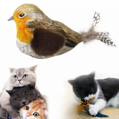 Interaktives Katzenspielzeug, 2025 Neu Katzenspielzeug Selbstbeschäftigung Vogel, Flappy Chase Cat Toy Katzenspielzeug Feder mit Elastisches Seil Katzenangel Stabil mit Federn für Katzen (Orange) von comepew