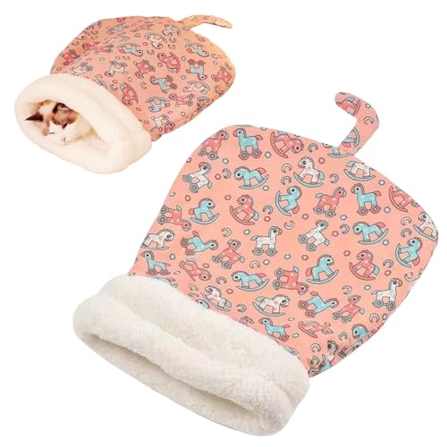 Katzenschlafsack Warmer Katzenbett, 2025 Neu Cat Winter Sleeping Bag, Katzenhöhle Katzen Halbgeschlossener Katzen Kuschelhöhle Waschbare Katzen Schlafsack Selbstwärmtes Haustierbett (Rosa, F) von comepew