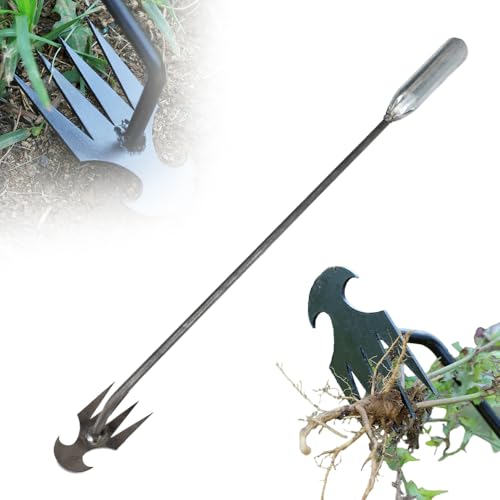 Manueller Unkrautjäter für den Garten, 2025 Neu Unkrautstecher Edelstahl, 4-Zinken-Doppelhacke Garten Manueller Weeder New Weeding Artifact Uprooting Weeding Tool Hand Unkrautstecher (Silber-27cm) von comepew