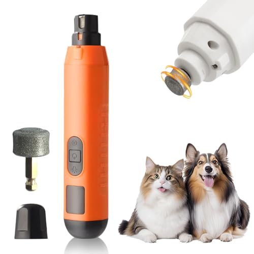 Profi Krallenschleifer für Hunde, 2025 Neu Electric Pet Nail Grinder, 5-Gang Krallenschleifer Krallenschere Hund mit LED Elektrische Krallenschere Heusom Silent Groom Pro Nail Grinder (Orange) von comepew