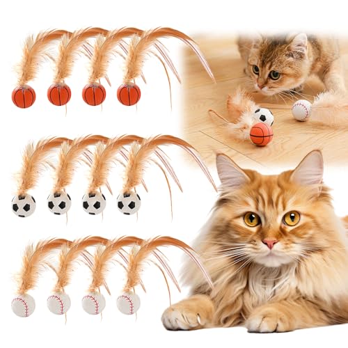 comepew Cat Buncing Ball, 2025 Neu Katzenspielzeug Bälle mit Feder, Interaktives Katzenspielzeug Hohe Elastizität Federspielzeug für Katzen Hüpfball für Katzen Wackelball Kätzchenjagdspielzeug (12PC) von comepew