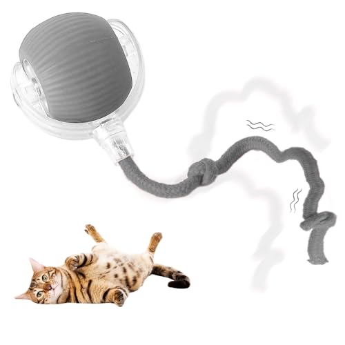 comepew Chewie Rolling Ball, 2024 Neu Katzenspielzeug Elektrisch, Katzenspielzeug Selbstbeschäftigung Interaktives Katzenspielzeug Elektrisches automatisches Katzenspielzeug Rollender Ball (Grau) von comepew