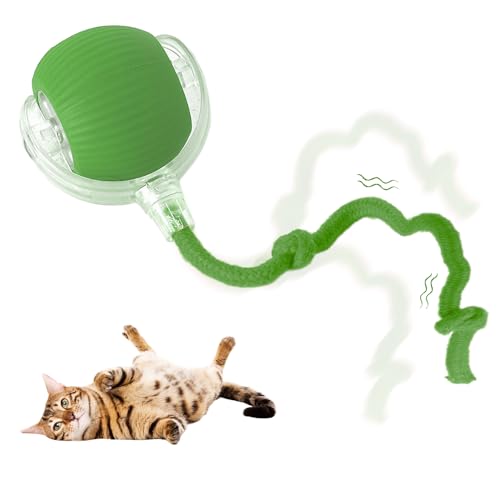 comepew Chewie Rolling Ball, 2024 Neu Katzenspielzeug Elektrisch, Katzenspielzeug Selbstbeschäftigung Interaktives Katzenspielzeug Elektrisches automatisches Katzenspielzeug Rollender Ball (Grün*2) von comepew