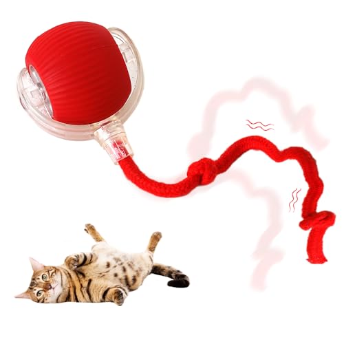 comepew Chewie Rolling Ball, 2024 Neu Katzenspielzeug Elektrisch, Katzenspielzeug Selbstbeschäftigung Interaktives Katzenspielzeug Elektrisches automatisches Katzenspielzeug Rollender Ball (Rot*2) von comepew