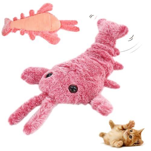 comepew Floppy Lobster Interactive Dog Toy, 2024 Upgraded Furry Lobster Interactive Dog Toy, Katzenspielzeug Elektrisch mit Katzenminze Interaktives Hundespielzeug Plüsch für Haustiere Kinder (Rosa) von comepew