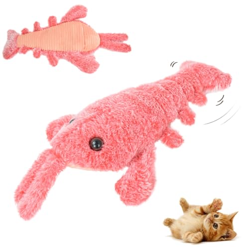 comepew Floppy Lobster Interactive Dog Toy, 2024 Upgraded Furry Lobster Interactive Dog Toy, Katzenspielzeug Elektrisch mit Katzenminze Interaktives Hundespielzeug Plüsch für Haustiere Kinder (Helle) von comepew