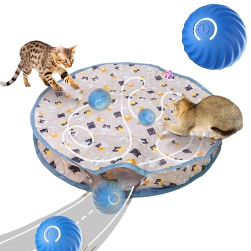 comepew Interactive Cat Toys, 2024 Neuest 2 in 1 Simuliertes Interaktives Jagdkatzenspielzeug, Guitar Cat Toy Doppelschicht Jagd Katze Matte Spielzeug für Stimuliert Den Jagdinstinkt (Grau, +B Ball) von comepew