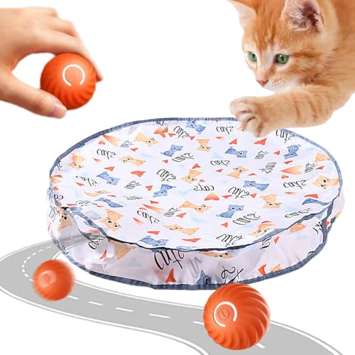 comepew Interactive Cat Toys, 2024 Neuest 2 in 1 Simuliertes Interaktives Jagdkatzenspielzeug, Guitar Cat Toy Doppelschicht Jagd Katze Matte Spielzeug für Stimuliert Den Jagdinstinkt (Weiß, O Ball) von comepew