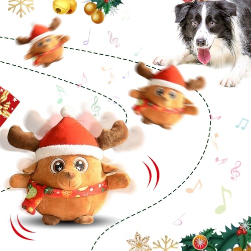 comepew Interaktives Hundespielzeug, 2025 Neu Active Moving Pet Plush Toy, Bewegendes Hundespielzeug Ball Bissfest Aktives Bewegendes Haustier Plüschspielzeug Elektrisch für Haustier Ball (Elch) von comepew