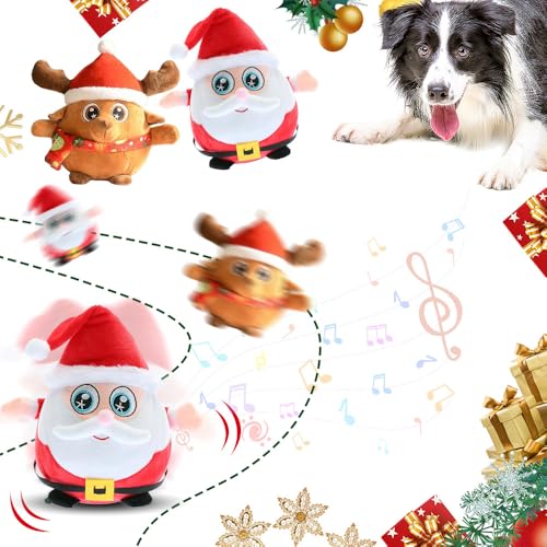 comepew Interaktives Hundespielzeug, 2025 Neu Active Moving Pet Plush Toy, Bewegendes Hundespielzeug Ball Bissfest Aktives Bewegendes Haustier Plüschspielzeug Elektrisch für Haustier Ball (Weihn*2) von comepew