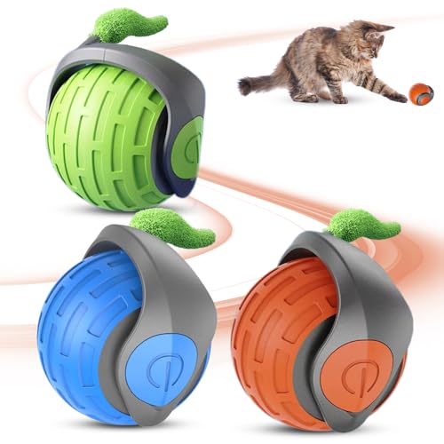 comepew Interaktives Katzenspielzeug, 2025 Neu Katzenspielzeug Selbstbeschäftigung, Katzenspielzeug Elektrisch Katzenball mit LED Licht Interaktives Hundespielzeug Ball 360-Grad-Ball Cat Toys (3PCS) von comepew