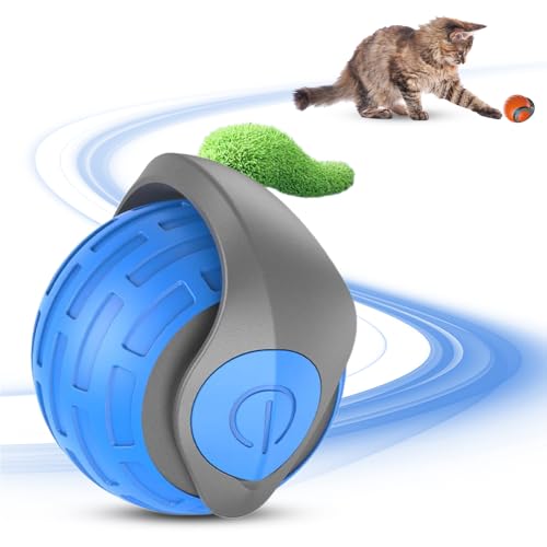 comepew Interaktives Katzenspielzeug, 2025 Neu Katzenspielzeug Selbstbeschäftigung, Katzenspielzeug Elektrisch Katzenball mit LED Licht Interaktives Hundespielzeug Ball 360-Grad-Ball Cat Toys (Blau) von comepew