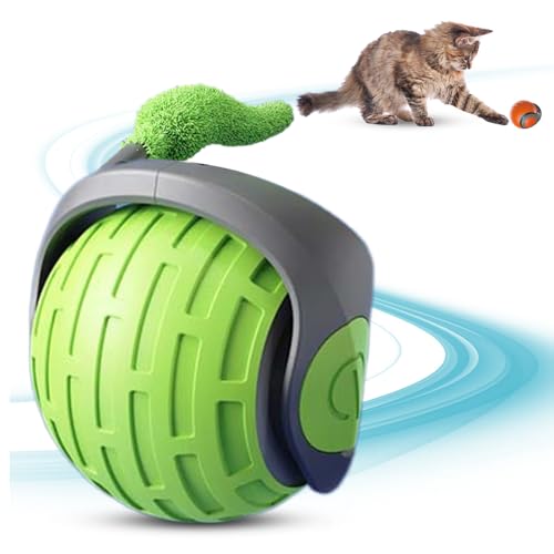 comepew Interaktives Katzenspielzeug, 2025 Neu Katzenspielzeug Selbstbeschäftigung, Katzenspielzeug Elektrisch Katzenball mit LED Licht Interaktives Hundespielzeug Ball 360-Grad-Ball Cat Toys (Grün) von comepew