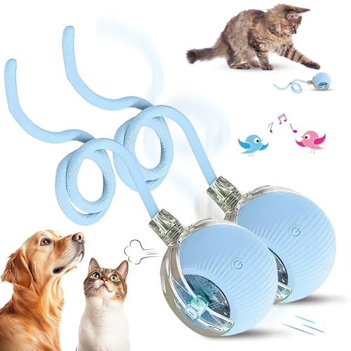 comepew Interaktives Katzenspielzeug Selbstbeschäftigung, 2025 Neu Chewie Rolling Ball, Katzenspielzeug Elektrisches Automatisches Katzen Spielzeug Rollender Ball für Katzen Hunde (Blau*2) von comepew