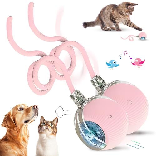 comepew Interaktives Katzenspielzeug Selbstbeschäftigung, 2025 Neu Chewie Rolling Ball, Katzenspielzeug Elektrisches Automatisches Katzen Spielzeug Rollender Ball für Katzen Hunde (Rosa*2) von comepew