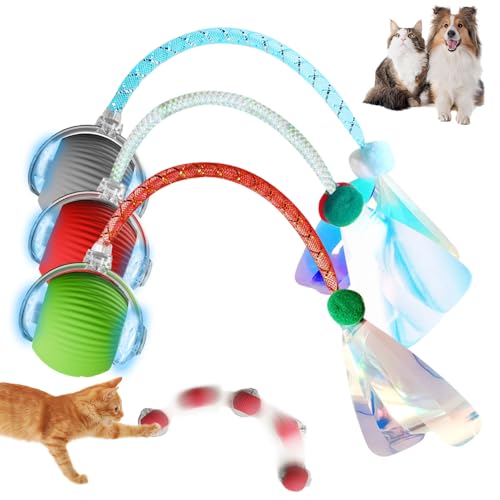 comepew Katzenspielzeug Elektrisch, 2025 Neu Katzenspielzeug Chewie Rolling Ball, Selbstbeschäftigung Interaktives Katzenspielzeug mit Libellenschwanz Unregelmäßige Bewegung Rollender Ball (3PCS) von comepew