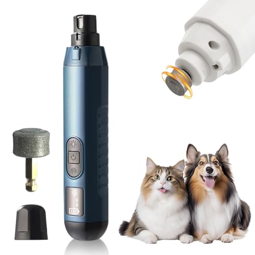 comepew Profi Krallenschleifer für Hunde, 2025 Neu Electric Pet Nail Grinder, 5-Gang Krallenschleifer Krallenschere Hund mit LED Elektrische Krallenschere Heusom Silent Groom Pro Nail Grinder (Blau) von comepew