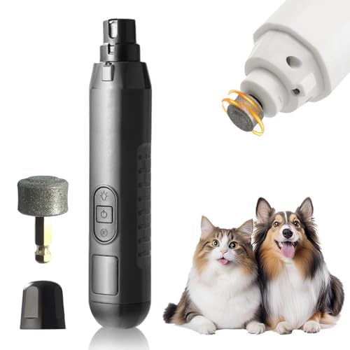 comepew Profi Krallenschleifer für Hunde, 2025 Neu Electric Pet Nail Grinder, 5-Gang Krallenschleifer Krallenschere Hund mit LED Elektrische Krallenschere Heusom Silent Groom Pro Nail Grinder (Grau) von comepew