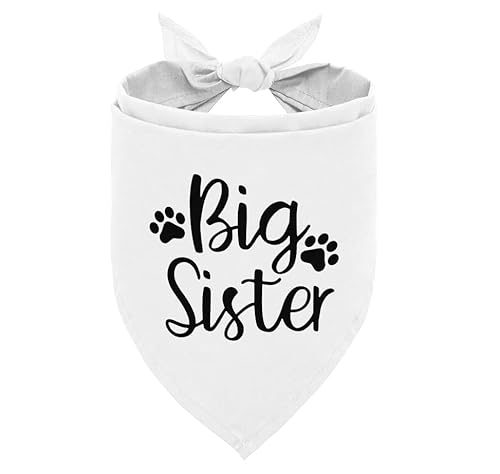 Big Sister Hundehalstuch, Hund Schwangerschaft Ankündigung, Hundeschal, Big Sister Ankündigung, weißes Hundehalstuch, Hundehalstuch für kleine, mittelgroße und große Hunde, Geschenk für Hundeliebhaber von corner wind