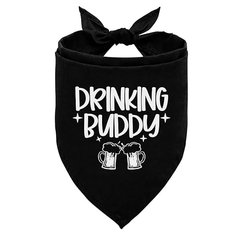 Drinking Buddy Hundehalstuch, lustiges süßes Hundehalstuch, Dreieckstuch für Haustiere, Hunde, schwarzes Hundehalstuch, Hundehalstuch, für kleine, mittelgroße und große Hunde, Geschenk für von corner wind