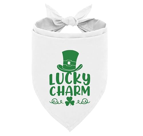 Lucky Charm Hundehalstuch, weißes St. Patrick's Day Hundehalstuch, Hundehalstuch für kleine, mittelgroße und große Hunde, Geschenk für Hundeliebhaber, irische festliche Elemente, Muster Hundehalstuch von corner wind