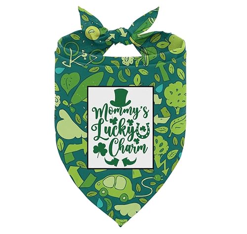 Mommy's Lucky Charm Green St. Patrick's Dog Bandana, Irish Festive Elements Patterns Dog Bandana, Dog Bandana for Small Medium Large Dogs, Gift for Dog Lover, Funny Cute Dog Bandana (A120) von corner wind