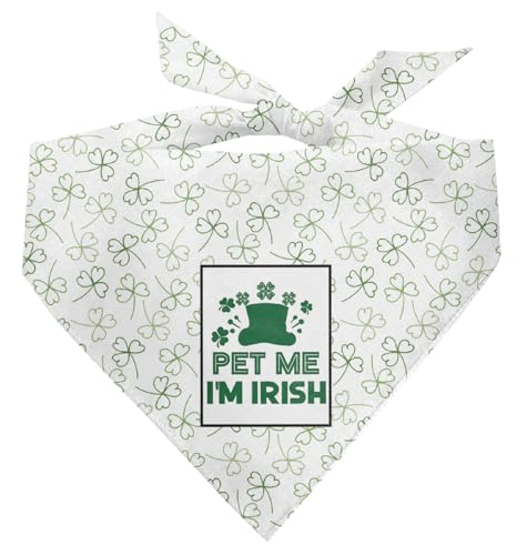 Pet Me I'm Irish Kleeblatt St. Patrick's Dog Bandana, lustiges süßes Hundehalstuch, Hundehalstuch, Hundehalstuch, für kleine, mittelgroße und große Hunde, Geschenk für Hundeliebhaber, von corner wind