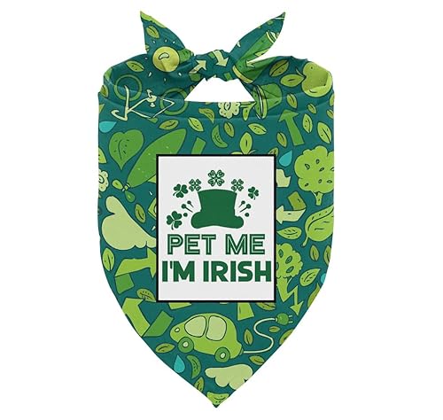 Pet Me I'm Irish St. Patrick's Dog Bandana, Irish Festive Elements Patterns Dog Bandana, Dog Bandana for Small Medium Large Dogs, Gift for Dog Lover, Funny Cute Dog Bandana (A130) von corner wind