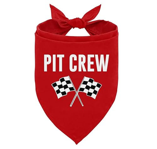 Pit Crew Hundehalstuch, Rennwagen-Flagge, Hundehalstuch, kariertes Hundehalstuch, Haustier-Hunde-Dreieckschal, rotes Hundehalstuch, lustiges süßes Hundehalstuch, Hundehalstuch, für kleine mittelgroße von corner wind